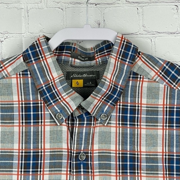 Eddie Bauer Travex Shirt Mens Large Gray Plaid Long Sleeve Button Up Classic Fit - Picture 3 of 9